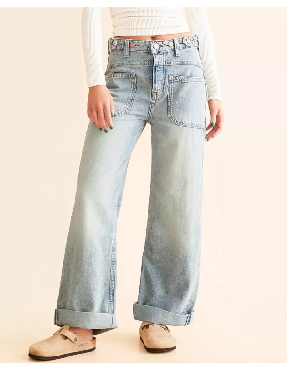 NWT Free People x We The Free Palmer Cuffed Wide Leg In Daydream Sz 28